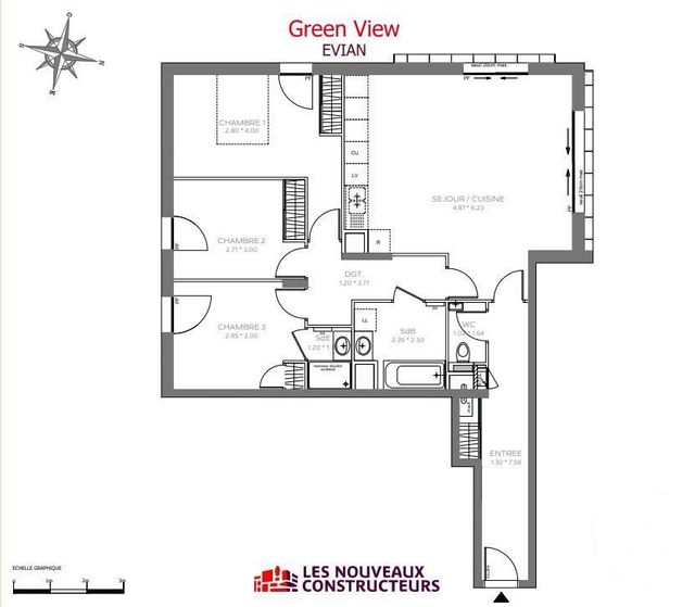Appartement F4 à vendre - 4 pièces - 92.46 m2 - EVIAN LES BAINS - 74 - RHONE-ALPES - Century 21 Chablais - Léman