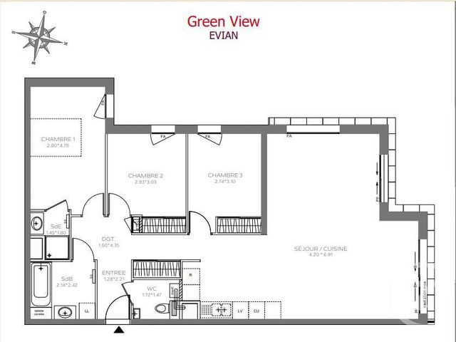 Appartement F4 à vendre - 4 pièces - 96.05 m2 - EVIAN LES BAINS - 74 - RHONE-ALPES - Century 21 Chablais - Léman