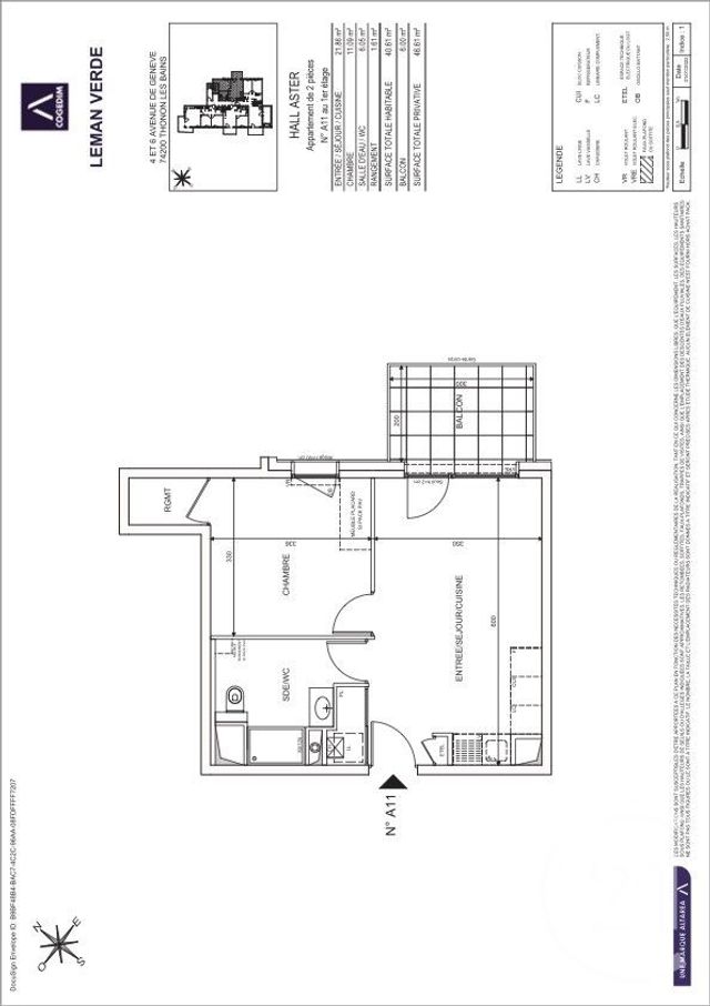 Appartement F2 à louer - 2 pièces - 40.61 m2 - THONON LES BAINS - 74 - RHONE-ALPES - Century 21 Chablais - Léman